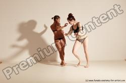 Underwear Martial art Woman - Woman White Moving poses Athletic medium brown Dynamic poses Academic